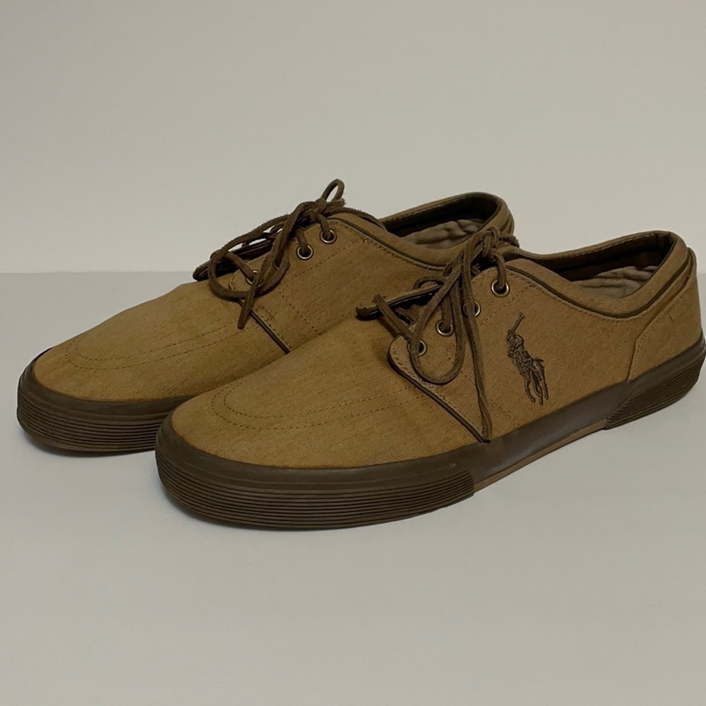 Polo Ralph Lauren Faxon Low Tan Shoes size 13D, Denim Upper